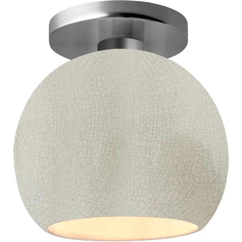 Radiance LED 10 inch White Crackle and Brushed Nickel Semi Flush Ceiling Light