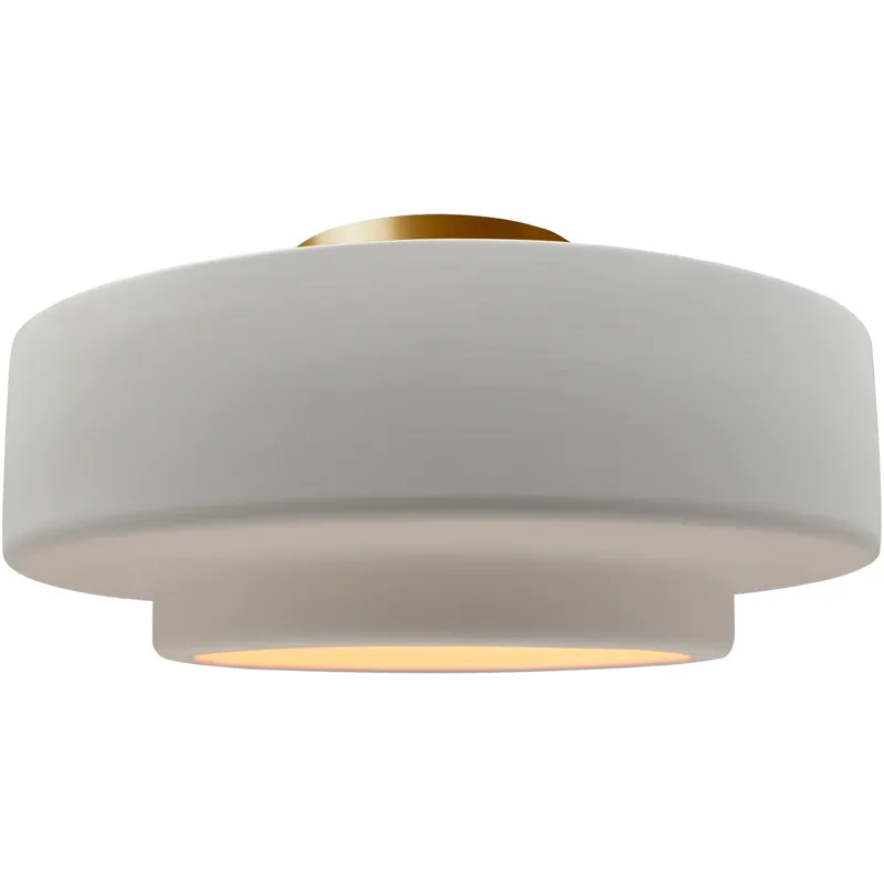 Radiance Collection - Tier LED 14.5 inch Bisque and Brushed Brass Semi-Flush Ceiling Light in Dedicated LED, 14.5W x 7.25H, Form+Finish+Function