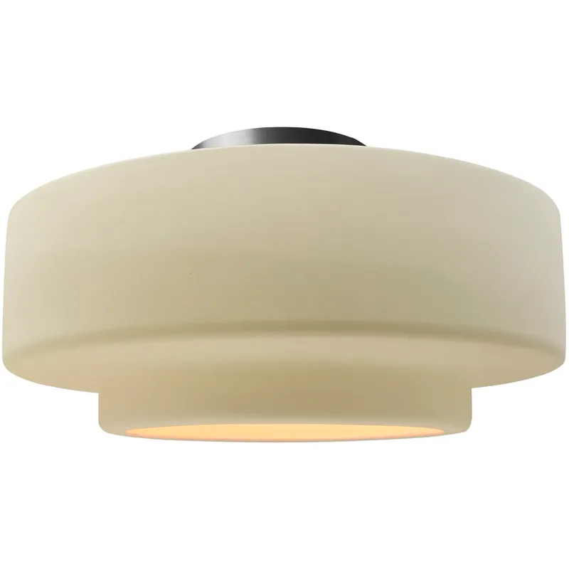 Radiance Collection - Tier 1 Light 16.5 inch Vanilla Gloss and Brushed Nickel Semi-Flush Ceiling Light in Replaceable Bulb, 16.5W x 8H, Form+Finish+Function