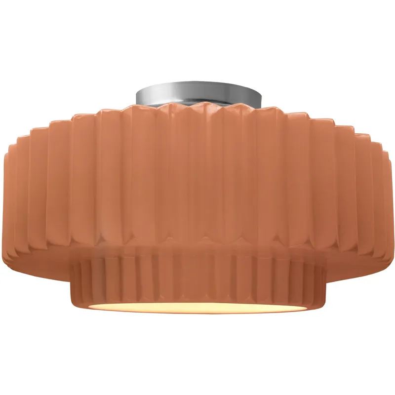 Radiance Collection - Pleated Tier LED 16.5 inch Adobe and Brushed Nickel Semi-Flush Ceiling Light in Dedicated LED, 16.5W x 8H, Form+Finish+Function