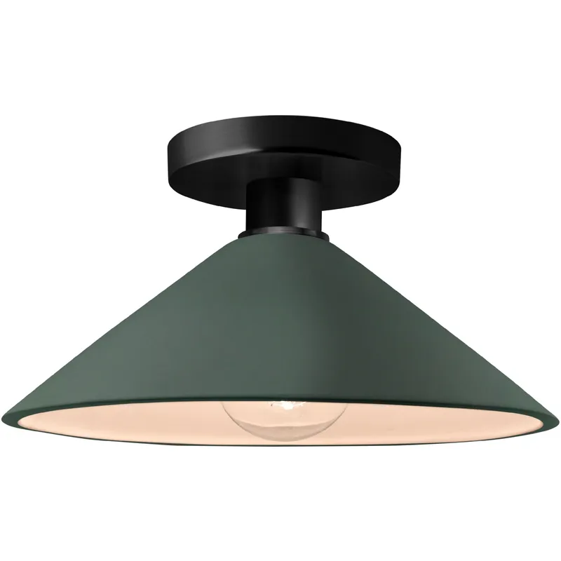 Radiance LED 11.75 inch Pewter Green and Matte Black Semi Flush Ceiling Light