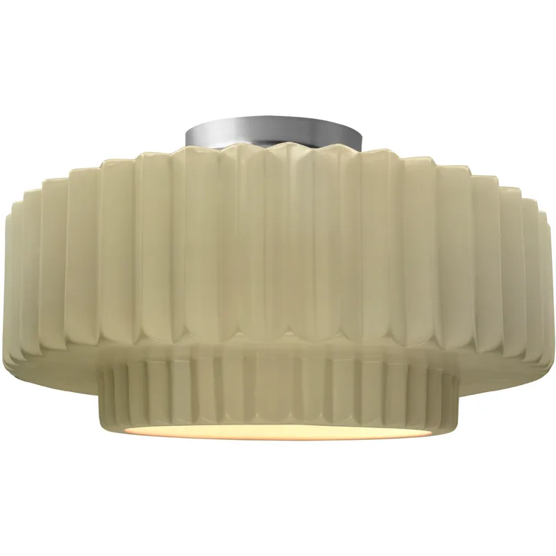 Radiance Collection - Pleated Tier LED 16.5 inch Vanilla Gloss and Brushed Nickel Semi-Flush Ceiling Light in Dedicated LED, 16.5W x 8H, Form+Finish+Function