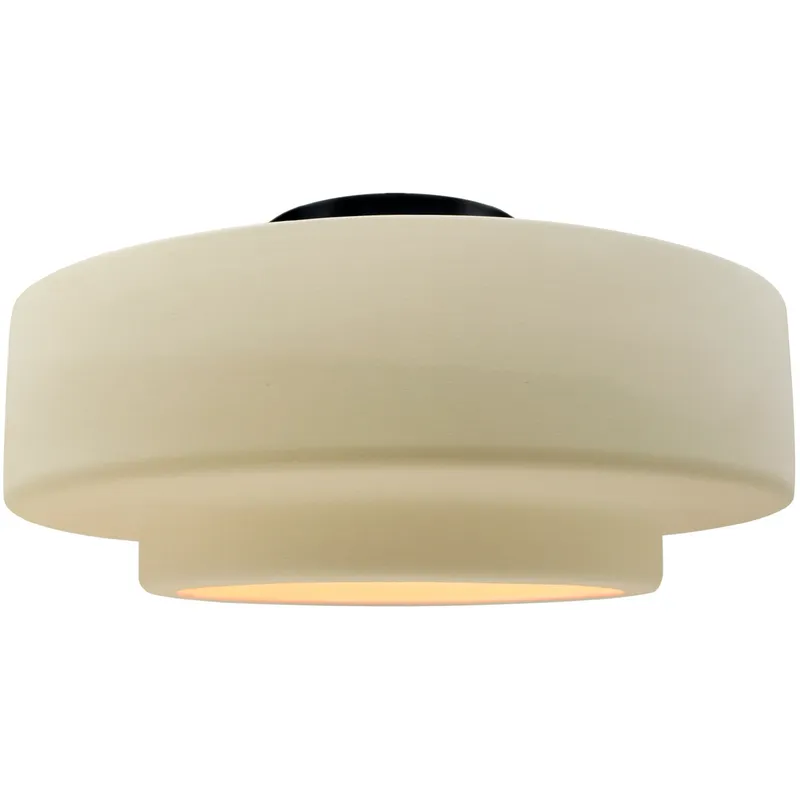 Radiance Collection - Tier 1 Light 14.5 inch Vanilla Gloss and Matte Black Semi-Flush Ceiling Light in Replaceable Bulb, 14.5W x 7.25H, Form+Finish+Function