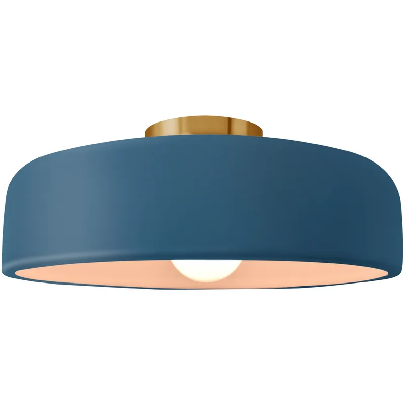 Radiance Collection - Spire 1 Light 16 inch Midnight Sky and Brushed Brass Semi-Flush Ceiling Light in Replaceable Bulb, 16W x 6.5H, Form+Finish+Function