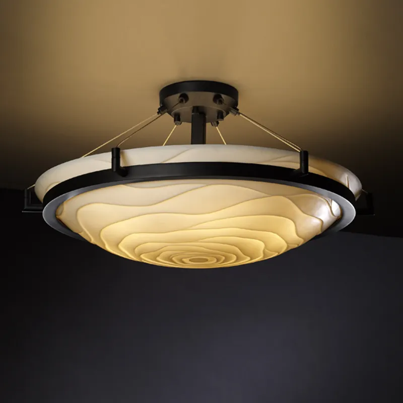 Porcelina 6 Light 27 inch Dark Bronze Semi-Flush Bowl Ceiling Light in Waves, Incandescent