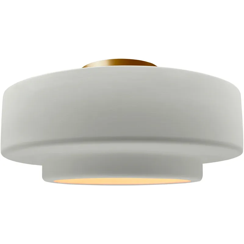 Radiance Collection - Tier LED 14.5 inch Matte White and Brushed Brass Semi-Flush Ceiling Light in Dedicated LED, 14.5W x 7.25H, Form+Finish+Function