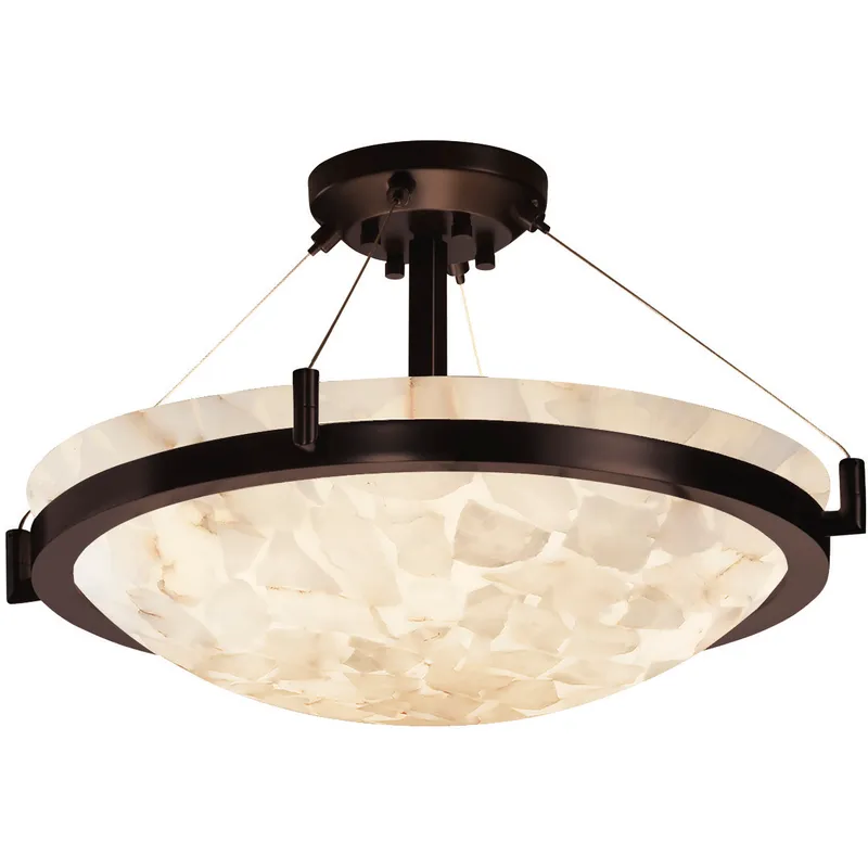 Alabaster Rocks 8 Light 39 inch Matte Black Semi-Flush Bowl Ceiling Light in Incandescent
