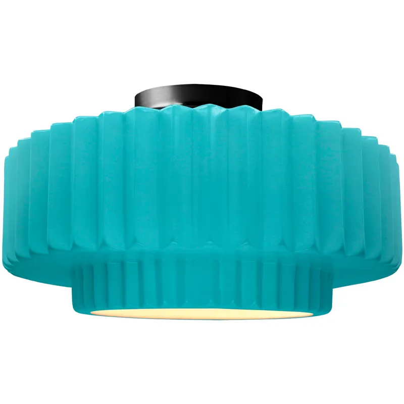Radiance Collection - Pleated Tier LED 16.5 inch Reflecting Pool and Matte Black Semi-Flush Ceiling Light in Dedicated LED, 16.5W x 8H, Form+Finish+Function