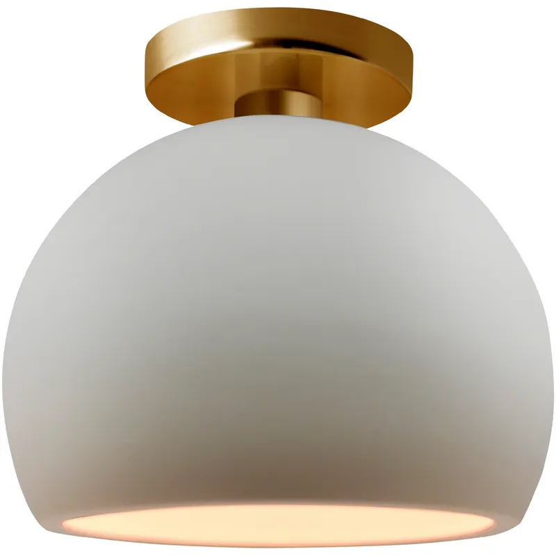 Radiance 1 Light 7 inch Bisque and Brushed Brass Semi Flush Ceiling Light