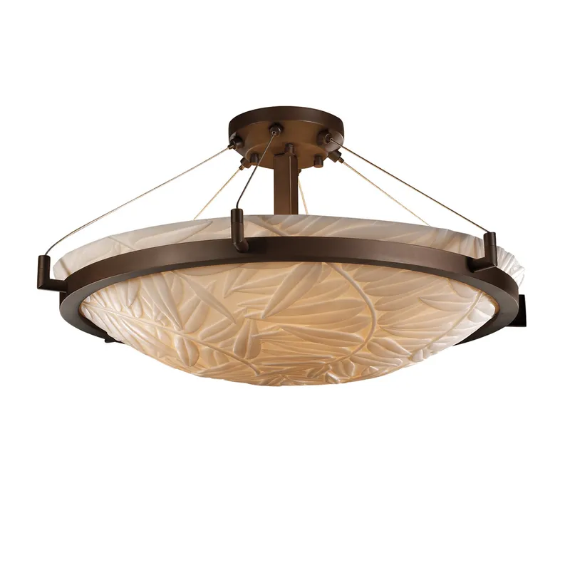 Porcelina 6 Light 27 inch Dark Bronze Semi-Flush Bowl Ceiling Light in Bamboo, Incandescent