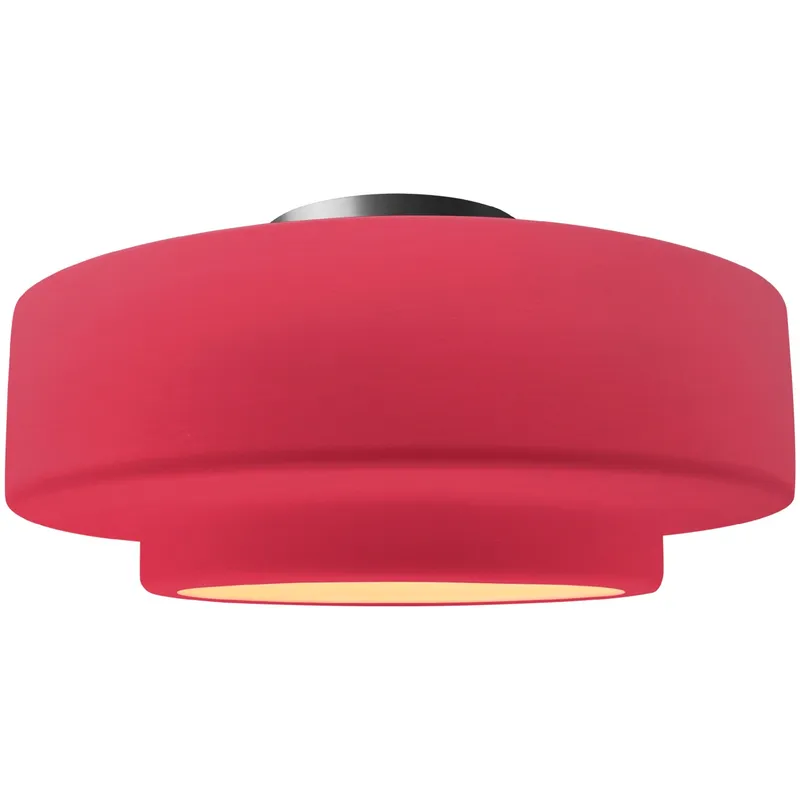 Radiance Collection - Tier LED 14.5 inch Cerise and Brushed Nickel Semi-Flush Ceiling Light in Dedicated LED, 14.5W x 7.25H, Form+Finish+Function