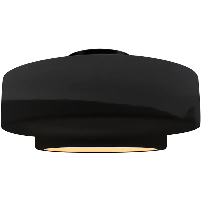 Radiance Collection - Tier LED 14.5 inch Gloss Black and Matte Black Semi-Flush Ceiling Light in Dedicated LED, 14.5W x 7.25H, Form+Finish+Function