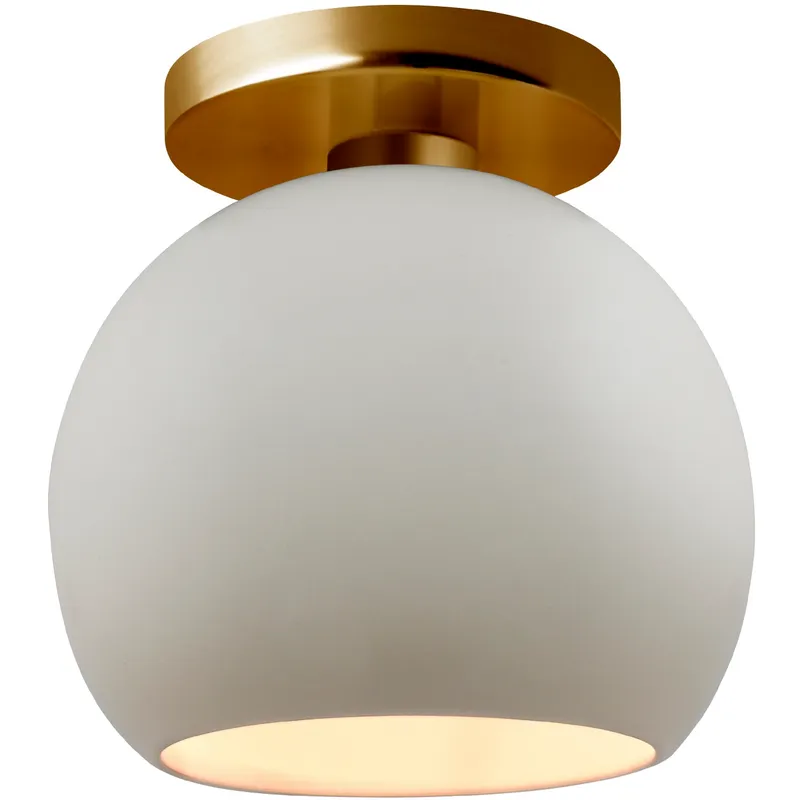 Radiance LED 10 inch Matte White and Brushed Brass Semi Flush Ceiling Light
