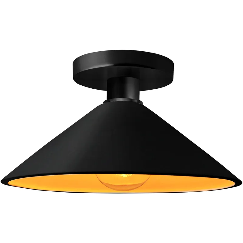 Radiance 1 Light 11.75 inch Carbon Matte Black and Champagne Gold and Matte Black Semi Flush Ceiling Light