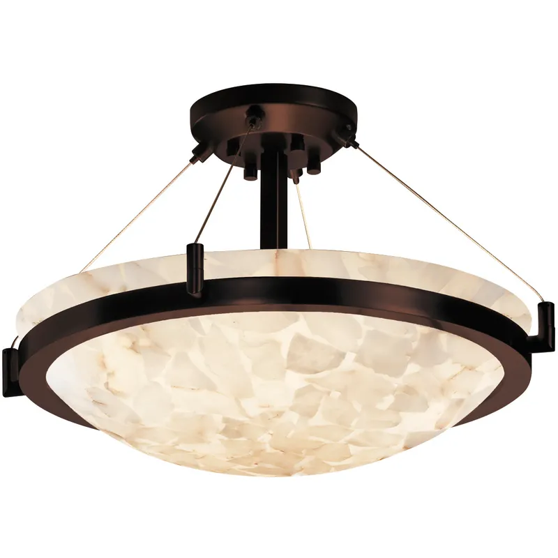 Alabaster Rocks LED 18 inch Dark Bronze Semi-Flush Ceiling Light in 3000 Lm LED