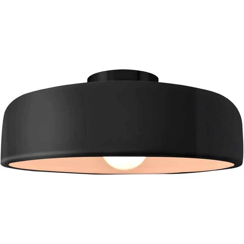Radiance Collection - Spire LED 13 inch Gloss Black and Matte Black Semi-Flush Ceiling Light in Dedicated LED, 13W x 6H, Form+Finish+Function