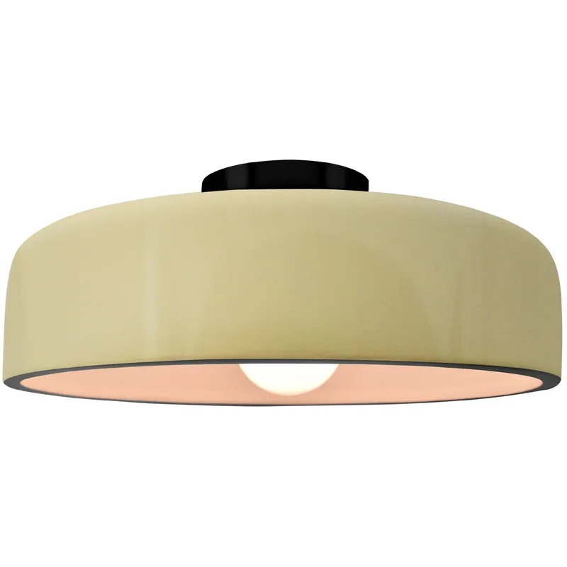 Radiance Collection - Spire 1 Light 13 inch Vanilla Gloss and Matte Black Semi-Flush Ceiling Light in Replaceable Bulb, 13W x 6H, Form+Finish+Function