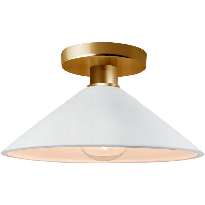 Radiance LED 11.75 inch Gloss White and Polished Brass Semi Flush Ceiling Light
