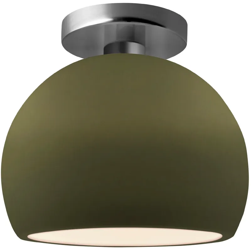 Radiance LED 7 inch Matte Green and Brushed Nickel Semi Flush Ceiling Light