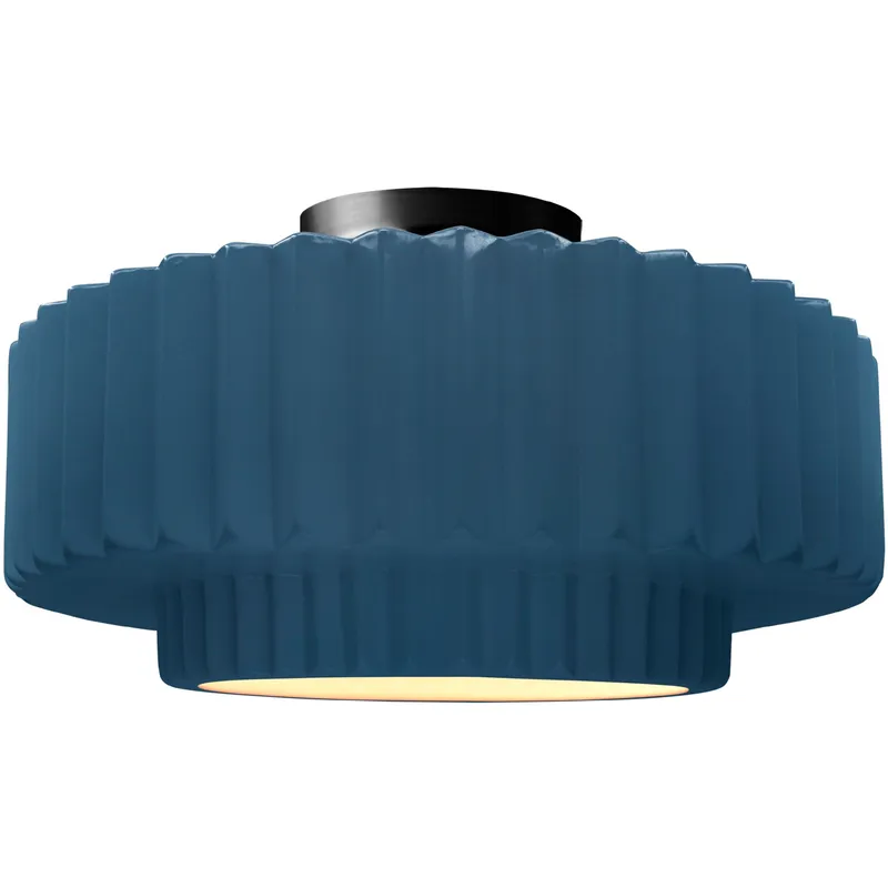 Radiance Collection - Pleated Tier LED 16.5 inch Midnight Sky and Matte White and Matte Black Semi-Flush Ceiling Light in Dedicated LED, Midnight Sky/Matte White, 16.5W x 8H, Form+Finish+Function