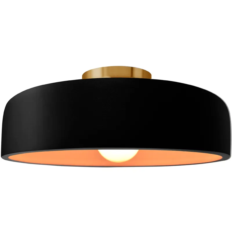Radiance Collection - Spire LED 13 inch Carbon Matte Black and Champagne Gold and Brushed Brass Semi-Flush Ceiling Light in Dedicated LED, Carbon Matte Black/Champagne Gold, 13W x 6H, Form+Finish+Function