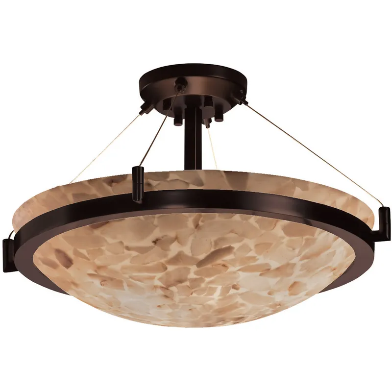 Alabaster Rocks LED 39 inch Dark Bronze Semi-Flush Ceiling Light in 6000 Lm LED, Bowl