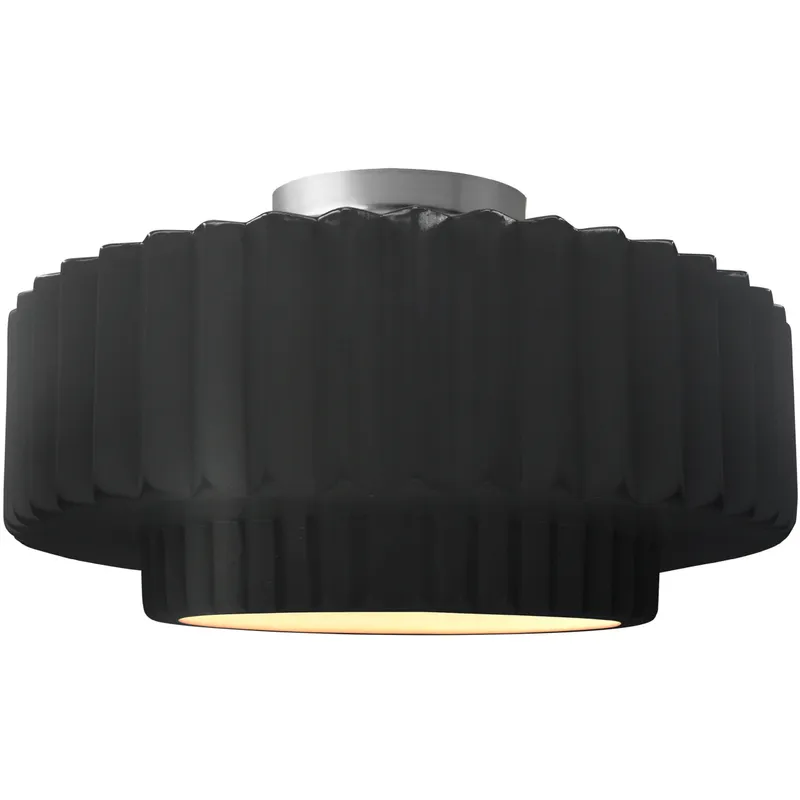 Radiance Collection - Pleated Tier LED 14.5 inch Carbon Matte Black and Brushed Nickel Semi-Flush Ceiling Light in Dedicated LED, 14.5W x 7.25H, Form+Finish+Function