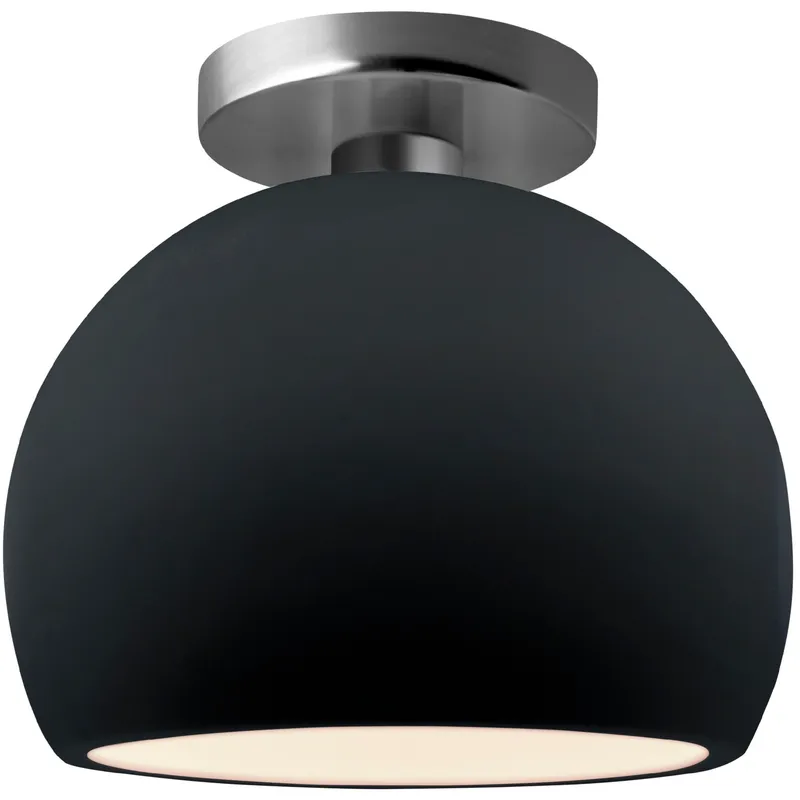 Radiance LED 7 inch Gloss Black and Matte White and Brushed Nickel Semi Flush Ceiling Light