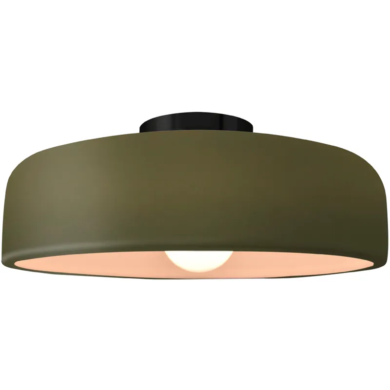Radiance Collection - Spire LED 16 inch Matte Green and Matte Black Semi-Flush Ceiling Light in Dedicated LED, 16W x 6.5H, Form+Finish+Function
