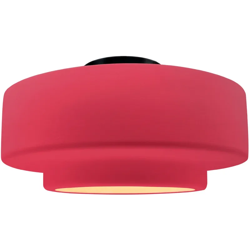 Radiance Collection - Tier LED 16.5 inch Cerise and Matte Black Semi-Flush Ceiling Light in Dedicated LED, 16.5W x 8H, Form+Finish+Function