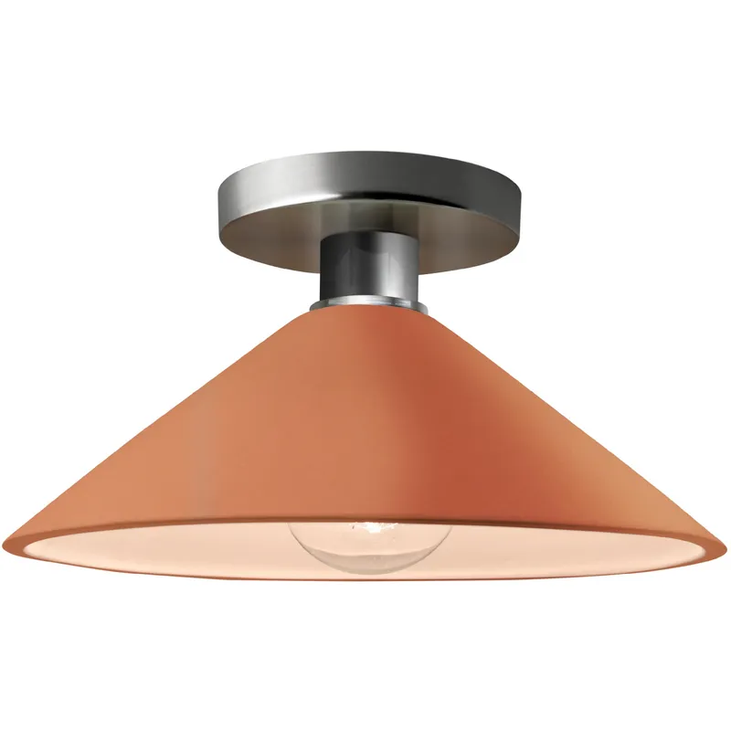 Radiance 1 Light 11.75 inch Adobe and Brushed Nickel Semi Flush Ceiling Light