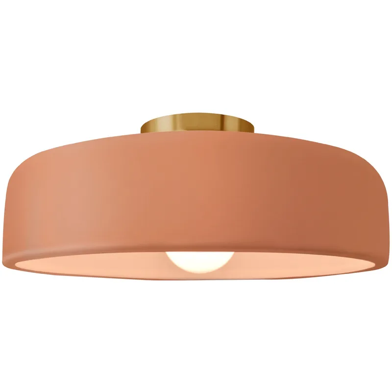 Radiance Collection - Spire LED 13 inch Adobe and Brushed Brass Semi-Flush Ceiling Light in Dedicated LED, 13W x 6H, Form+Finish+Function