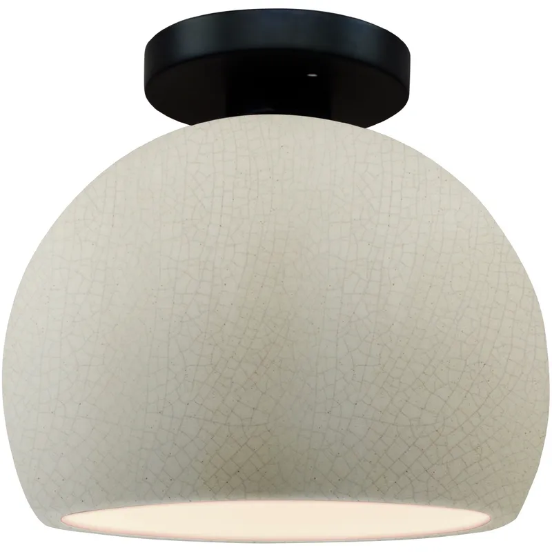 Radiance 1 Light 7 inch White Crackle and Matte Black Semi Flush Ceiling Light