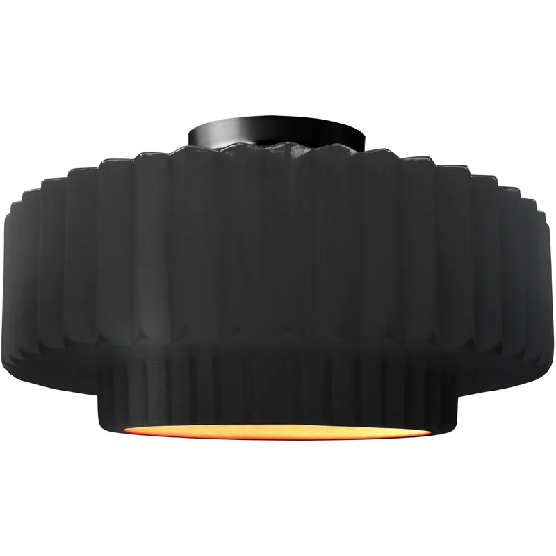 Radiance Collection - Pleated Tier LED 16.5 inch Carbon Matte Black and Champagne Gold and Matte Black Semi-Flush Ceiling Light in Dedicated LED, Carbon Matte Black/Champagne Gold, 16.5W x 8H, Form+Finish+Function