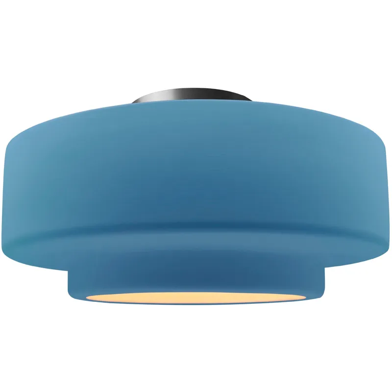 Radiance Collection - Tier 1 Light 16.5 inch Sky Blue and Brushed Nickel Semi-Flush Ceiling Light in Replaceable Bulb, 16.5W x 8H, Form+Finish+Function