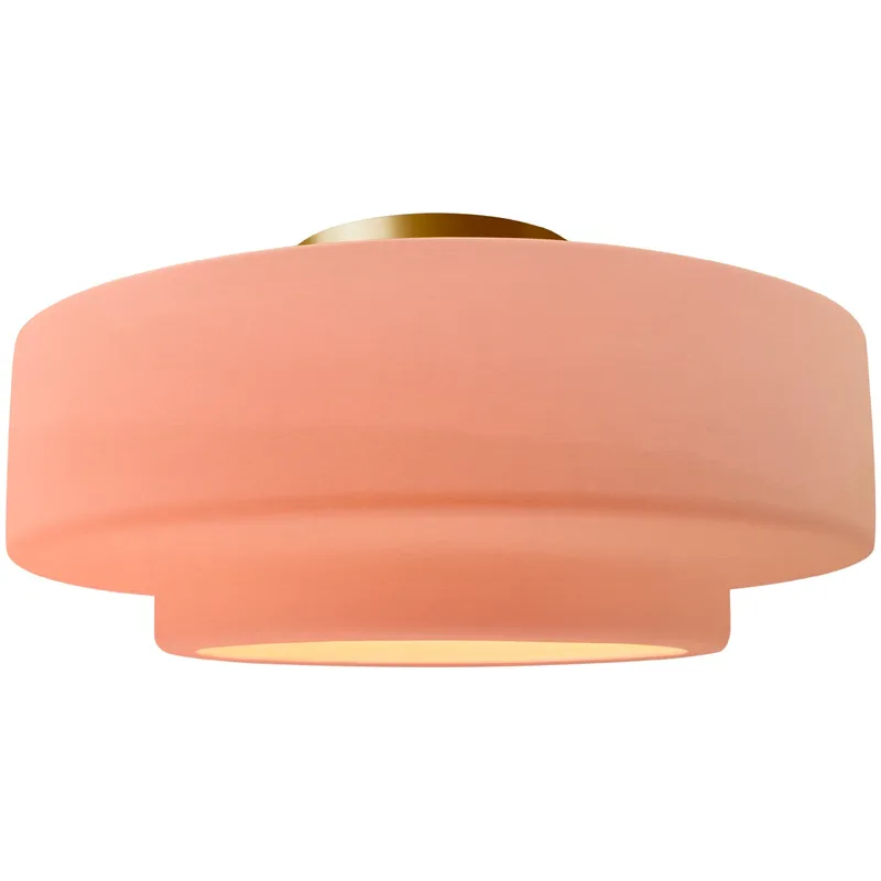 Radiance Collection - Tier 1 Light 14.5 inch Gloss Blush and Brushed Brass Semi-Flush Ceiling Light in Replaceable Bulb, 14.5W x 7.25H, Form+Finish+Function