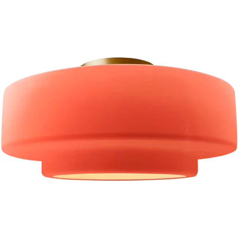 Radiance Collection - Tier LED 16.5 inch Gloss Blush and Brushed Brass Semi-Flush Ceiling Light in Dedicated LED, 16.5W x 8H, Form+Finish+Function