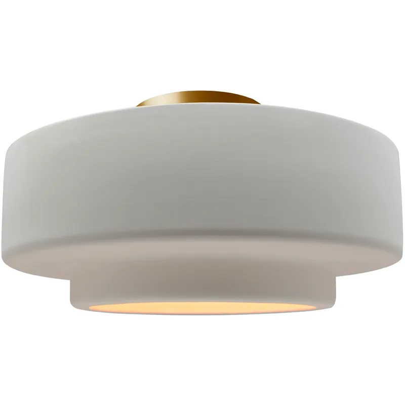 Radiance Collection - Tier 1 Light 16.5 inch Bisque and Brushed Brass Semi-Flush Ceiling Light in Replaceable Bulb, 16.5W x 8H, Form+Finish+Function