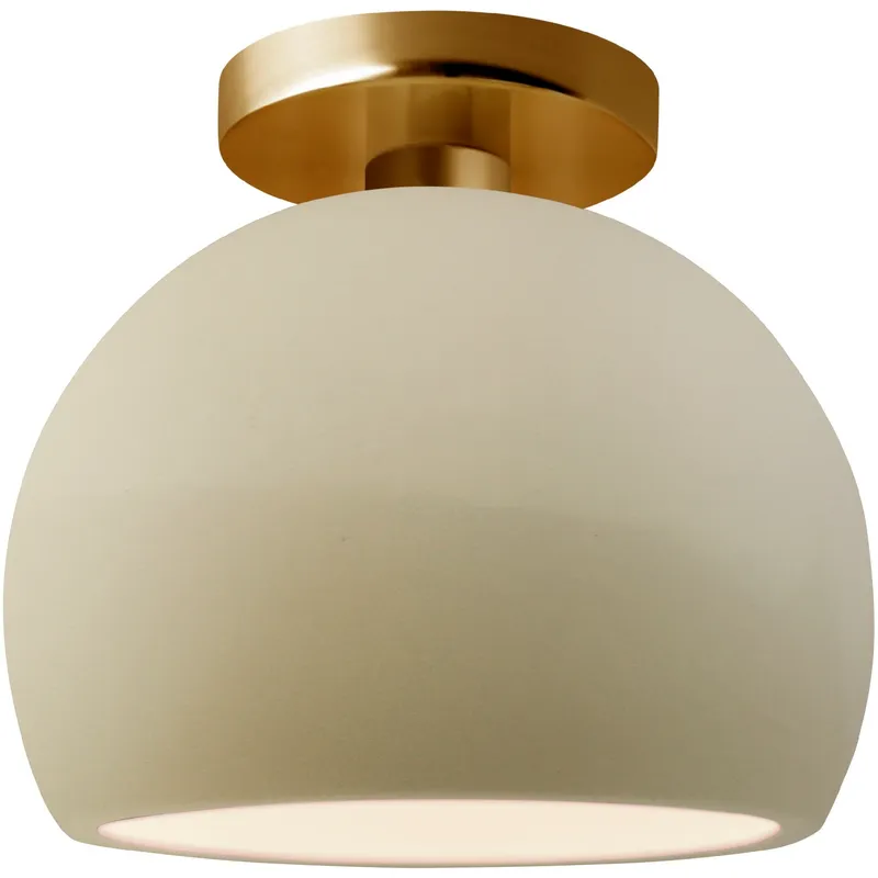 Radiance 1 Light 7 inch Vanilla Gloss and Brushed Brass Semi Flush Ceiling Light