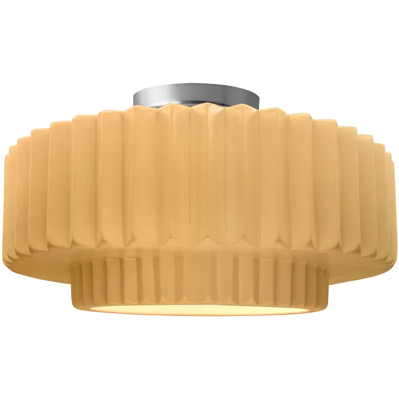 Radiance Collection - Pleated Tier LED 14.5 inch Muted Yellow and Brushed Nickel Semi-Flush Ceiling Light in Dedicated LED, 14.5W x 7.25H, Form+Finish+Function