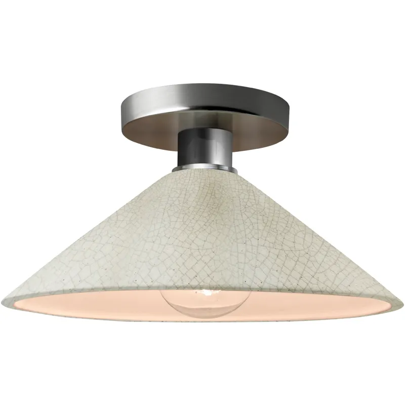 Radiance LED 11.75 inch White Crackle and Brushed Nickel Semi Flush Ceiling Light