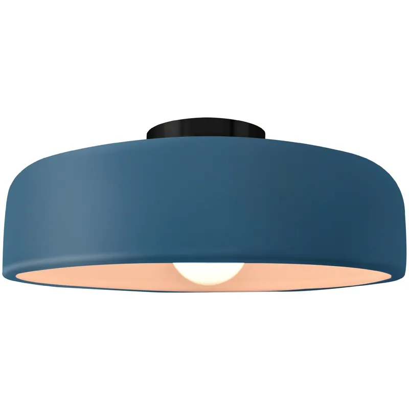 Radiance Collection - Spire 1 Light 13 inch Midnight Sky and Matte Black Semi-Flush Ceiling Light in Replaceable Bulb, 13W x 6H, Form+Finish+Function
