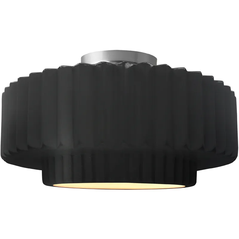 Radiance Collection - Pleated Tier 1 Light 16.5 inch Carbon Matte Black and Brushed Nickel Semi-Flush Ceiling Light in Replaceable Bulb, 16.5W x 8H, Form+Finish+Function