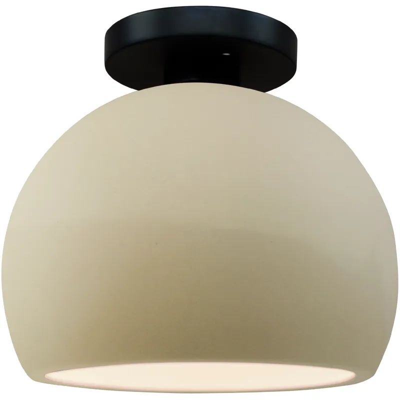 Radiance 1 Light 7 inch Vanilla Gloss and Matte Black Semi Flush Ceiling Light