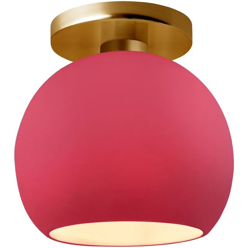 Radiance 1 Light 10 inch Cerise and Brushed Brass Semi Flush Ceiling Light
