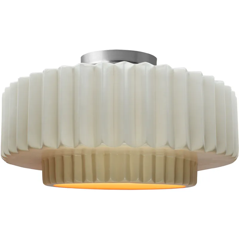 Radiance Collection - Pleated Tier 1 Light 16.5 inch Matte White and Champagne Gold and Brushed Nickel Semi-Flush Ceiling Light in Replaceable Bulb, Matte White/Champagne Gold, 16.5W x 8H, Form+Finish+Function