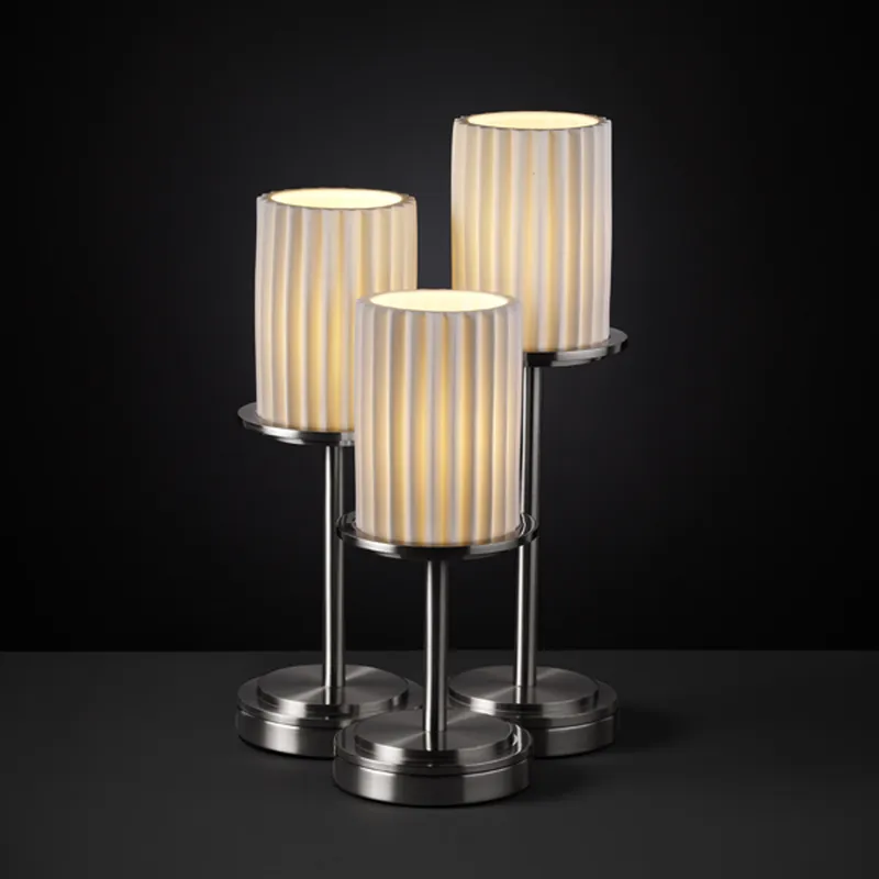 Limoges 16 inch 60 watt Brushed Nickel Table Lamp Portable Light in Pleats, Incandescent