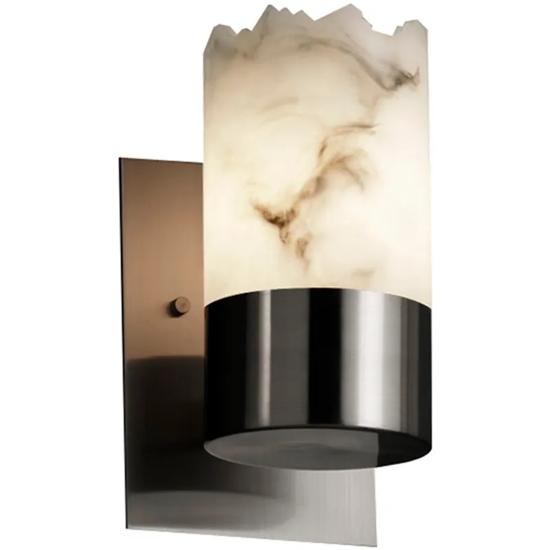 LumenAria 1 Light 5 inch Brushed Nickel Wall Sconce Wall Light in 700 Lm LED, Cylinder with Broken Rim