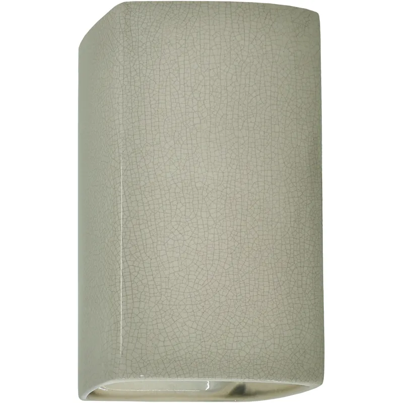 Ambiance Rectangle LED 7.25 inch Celadon Green Crackle Wall Sconce Wall Light, Large