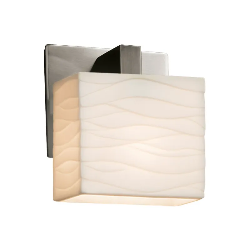 Porcelina LED 5.5 inch Brushed Nickel ADA Wall Sconce Wall Light in 700 Lm LED, Waves, Rectangle